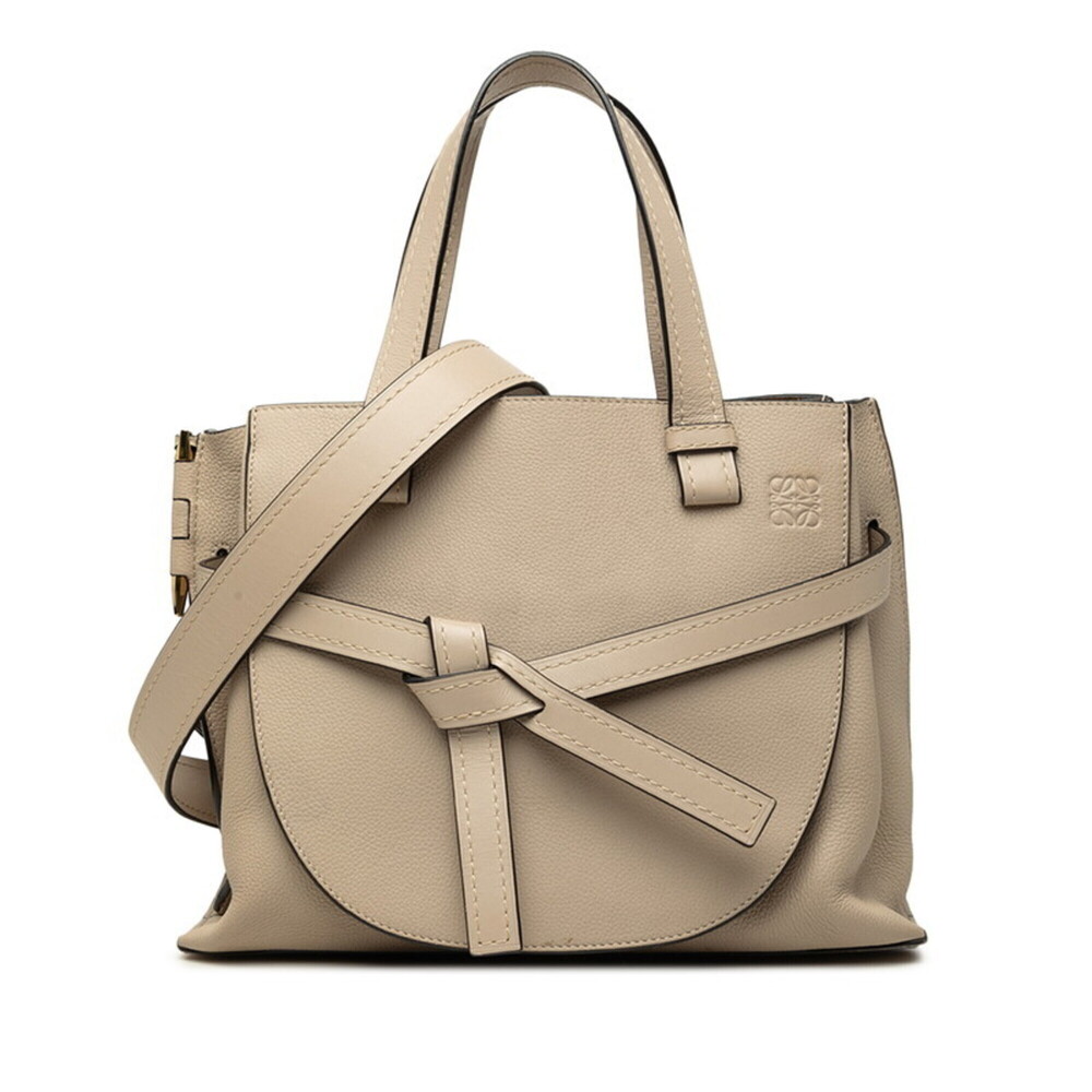 Loewe Anagram Gate Handbag Shoulder Bag 2-Way Beige Leather Women's LOEWE